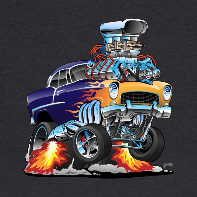 Classic Fifties Hot Rod Muscle Car Cartoon by hobrath